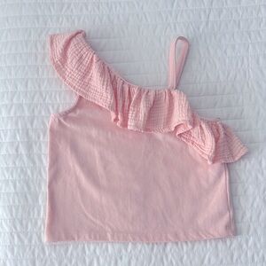 Pink One-Shoulder Ruffle Top from btween
